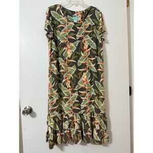 VTG. Reyn Spooner Women's Floral Tropical Hawaiian Short Muu/Midi Dress -Size M